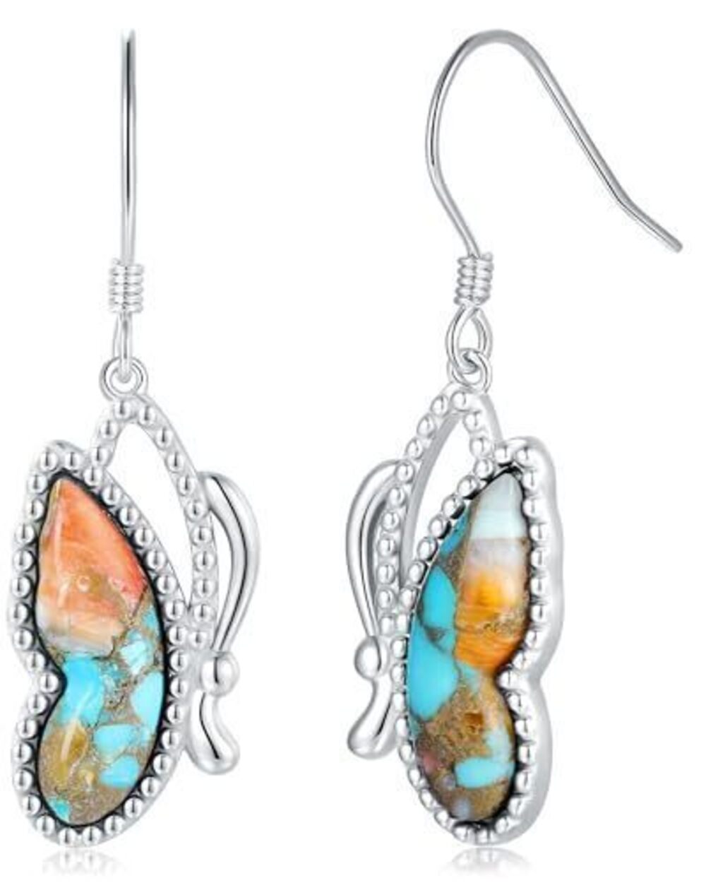 5064 925-Sterling-Silver Butterfly Earrings - Vintage Side Butterfly